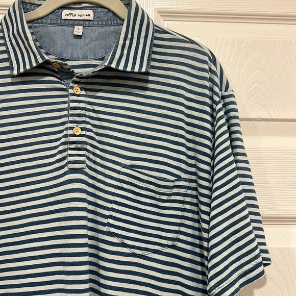 BUNDLE (2) Peter Millar Seaside Stripe Polos Mens Size Large - Picture 4 of 14